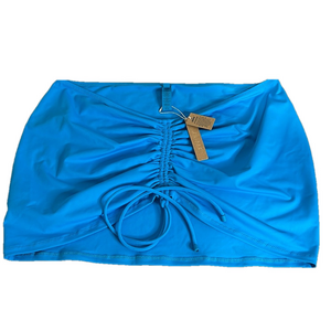 NWT SKIMS Swim Ruched Mini Skirt Turquoise Size XL